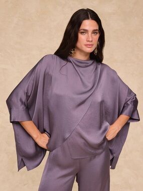 Zara Asymmetrical Satin Cape